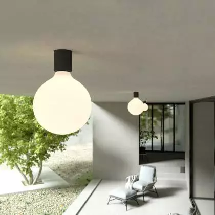 Wandleuchte mit Globe Glühbirne mit Porzellan-Effekt - Waterproof IP44