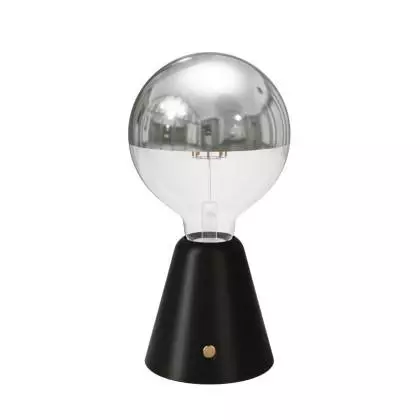 Tragbare, wiederaufladbare LED Leuchte Cabless01 mit Globe Glühbirne mit silberfarbener Kopfspiegelung