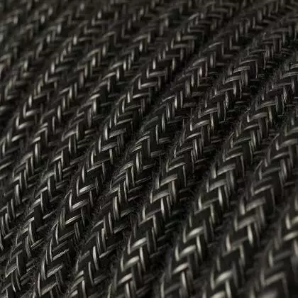 Textilkabel, anthrazit-grau meliert, aus Leinen - Das Original von Creative-Cables - RN03 rund 2x0.75mm / 3x0.75mm